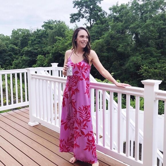 Women's Pink and Purple Floral Maxi Dress with Red Detail Size S - Picture 1 of 6